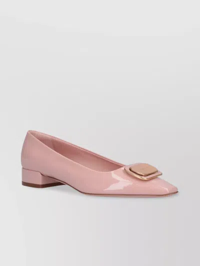 Ferragamo Block Heel Ballerina Shoes With Square Buckle