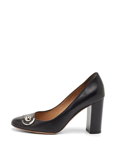 Pre-owned Ferragamo Block Heel Pumps In Black