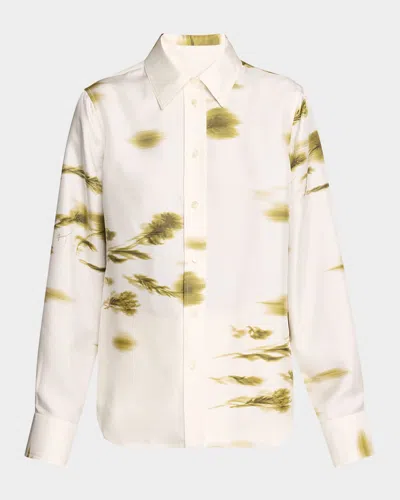 FERRAGAMO BLOSSOM FLOWER SILK TWILL BLOUSE