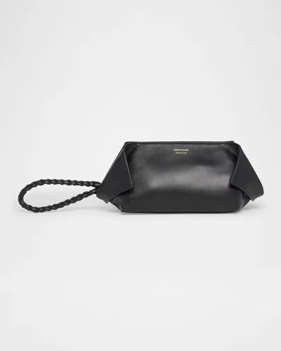 Ferragamo Blossom Pouch Bag In Nero