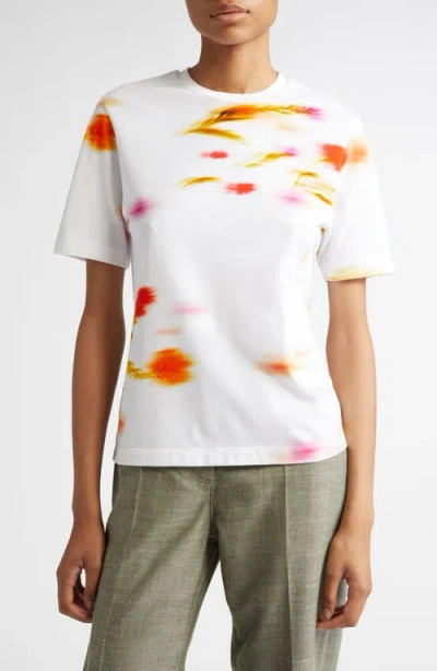 Ferragamo Blossom Print Cotton T-shirt In Masc/n.red/cher.pink