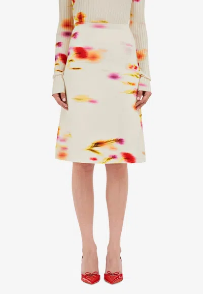 Ferragamo Blossom Print Knee-length Skirt In Neutral