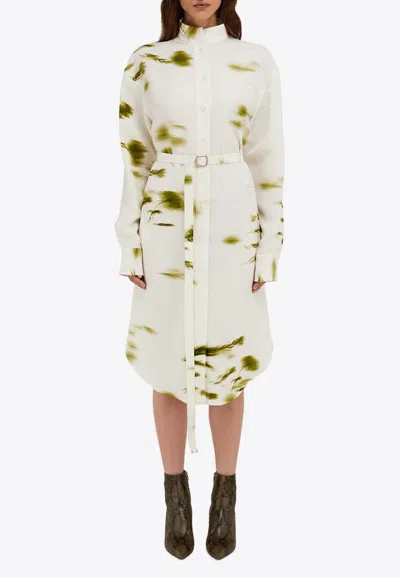 FERRAGAMO BLOSSOM PRINT MIDI SHIRT DRESS