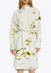 Ferragamo Blossom Print Long Sleeve Cady Shirtdress In White