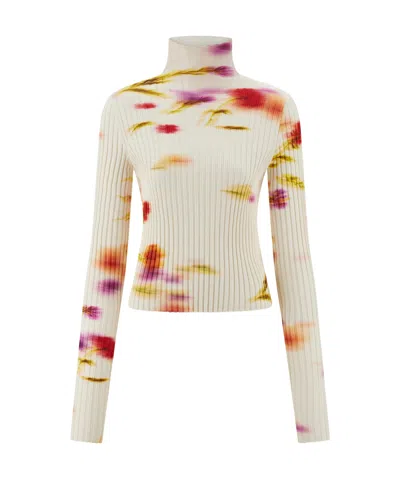 FERRAGAMO BLOSSOM PRINT MOCK NECK TOP