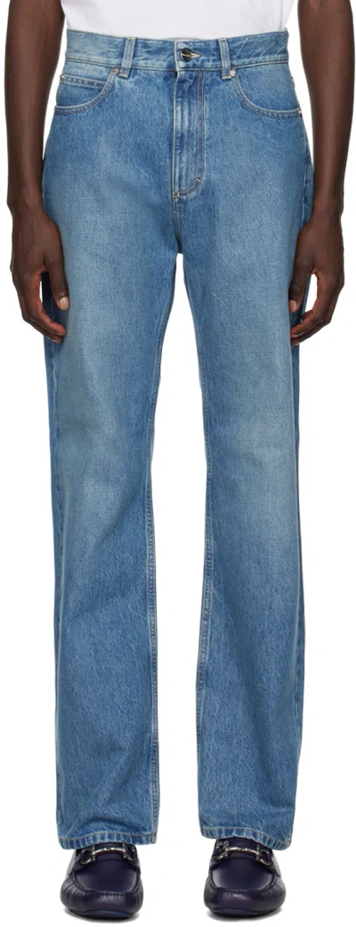 Ferragamo Blue 5 Pocket Jeans In Blu Denim