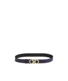 Ferragamo Blue And Black Double-sided Gold Buckle Belt In Black