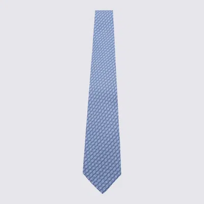Ferragamo Blue And Light Blue Silk Tie