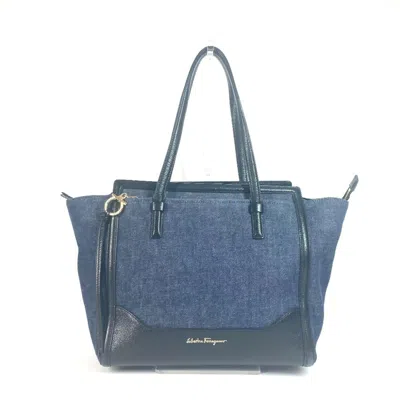 Pre-owned Ferragamo Blue Blue Leather Handbag Shoulder Bag Tote Bag () In Multi