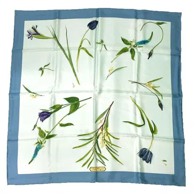 Pre-owned Ferragamo Blue Blue Silk Scarf () In Multi