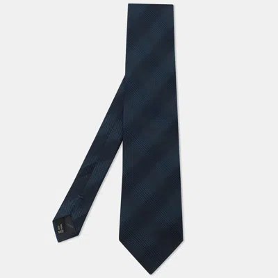 Pre-owned Ferragamo Blue Check Printed Silk Neck Tie