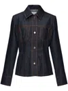 Ferragamo Dark Denim Single Breasted Jacket In Blue