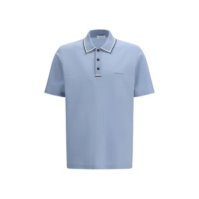 Ferragamo Men Cotton Polo In Blue