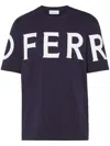Ferragamo Short Sleeved T-shirt With Graphic Logo In Blue