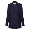 Ferragamo Blue Double Breasted Wool Blazer In Blue