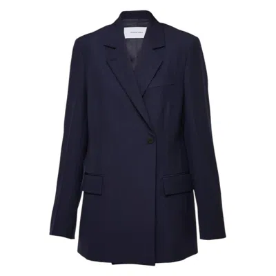 Ferragamo Blue Double Breasted Wool Blazer