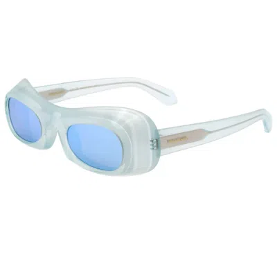 Ferragamo Blue Flash Irregular Ladies Sunglasses Sf2030s 451 51