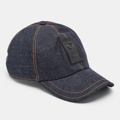 Pre-owned Ferragamo Blue Gancini Patch Denim Baseball Cap One Size