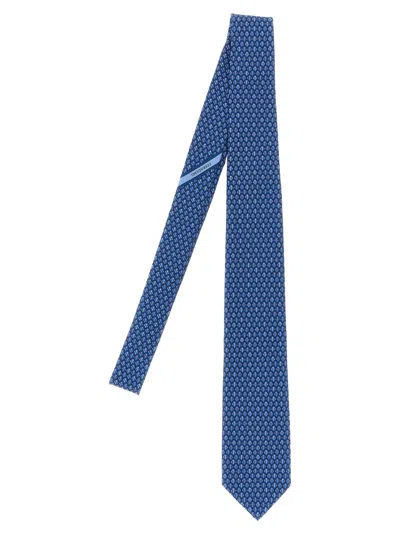 Ferragamo Gancini Pois Print Tie In Blue
