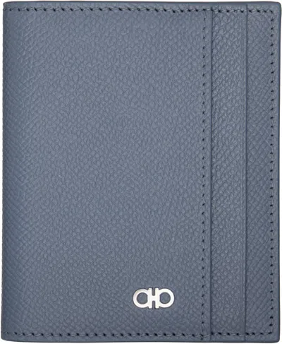 Ferragamo Blue Gancini Window Credit Card Holder