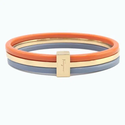 Pre-owned Ferragamo Blue Gold Metal Plastic Bangle () In Multi