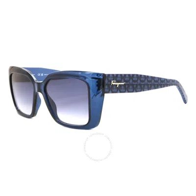 Ferragamo Blue Gradient Butterfly Ladies Sunglasses Sf1042s 432 55