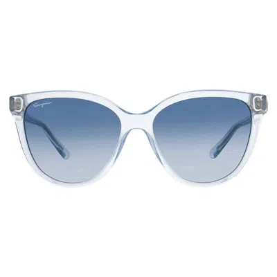 Ferragamo Blue Gradient Cat Eye Ladies Sunglasses Sf1056s 456 57 In White
