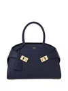 Ferragamo Embrace Small Leather Tote Bag In Blue