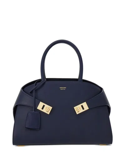 Ferragamo Blue Hug Small Tote Bag