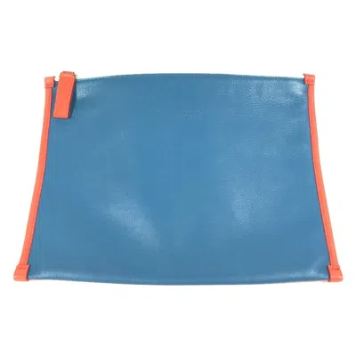Pre-owned Ferragamo Blue Leather Clutch Bag Pouch () In Multi