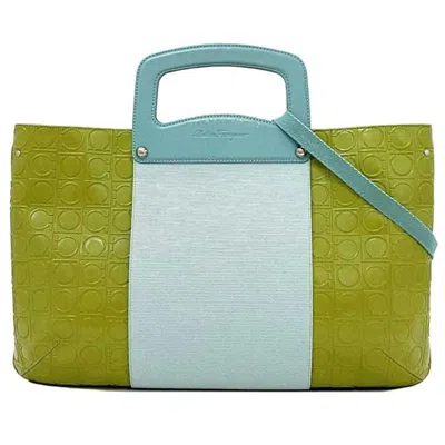Pre-owned Ferragamo Blue Leather Handbag () In Multi