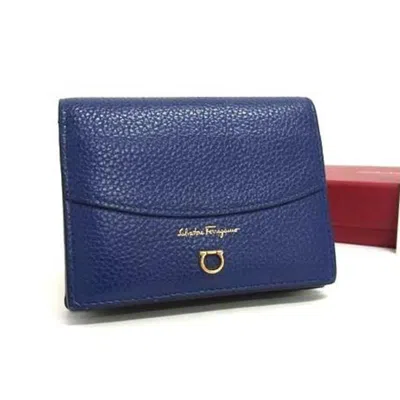Pre-owned Ferragamo Blue Leather Wallet (bi-fold) () In Multi