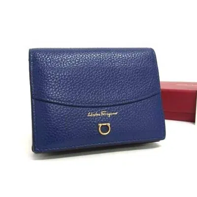 Pre-owned Ferragamo Blue Leather Wallet (bi-fold) () In Multi