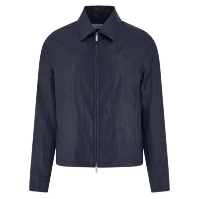 Ferragamo Blue Linen Blouson Jacket