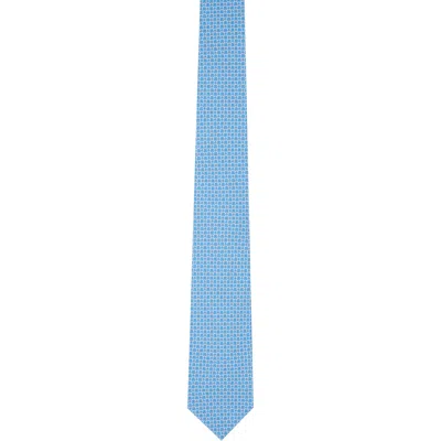 Ferragamo Blue Link Print Silk Tie