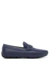 Ferragamo Navy Blue Clasp Business Casual Shoes In Multi