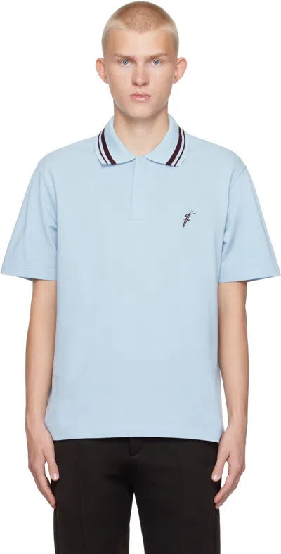 Ferragamo Blue Organic Cotton Polo In 0073/319 Light Blue