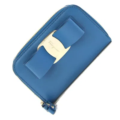 Pre-owned Ferragamo Blue Pink Leather Coin Purse/coin Case () In Multi