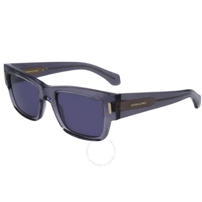 Ferragamo Blue Rectangular Men's Sunglasses Sf2011s 020 53
