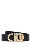 Ferragamo Reversible Leather Gancini Belt Gold-tone Buckle In Black