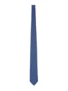 Ferragamo Blue Silk Tie With Gancini Print And Polished Finish In Blue