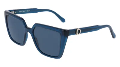 Ferragamo Blue Square Ladies Sunglasses Sf2058se 432 54
