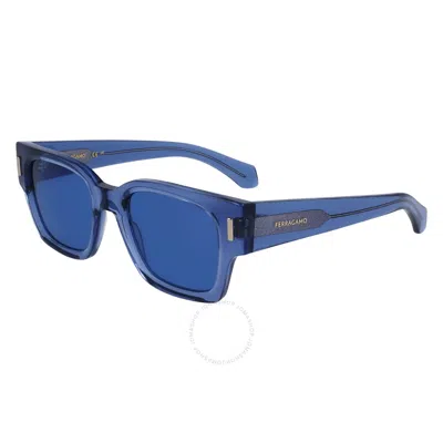Ferragamo Blue Square Men's Sunglasses Sf2010s 432 52