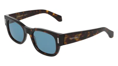 Ferragamo Sf2064se Acetate Rectangle With Rivets Sunglasses In Multi
