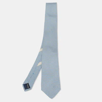 Pre-owned Ferragamo Blue Star Print Silk Tie