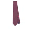 Ferragamo Geometric-pattern Silk Tie Contrast Trim In Burgundy