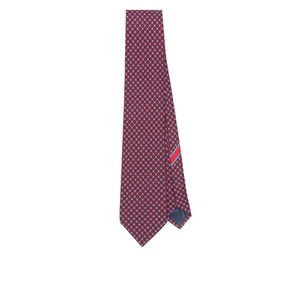 Ferragamo Geometric-pattern Silk Tie Contrast Trim In Multi