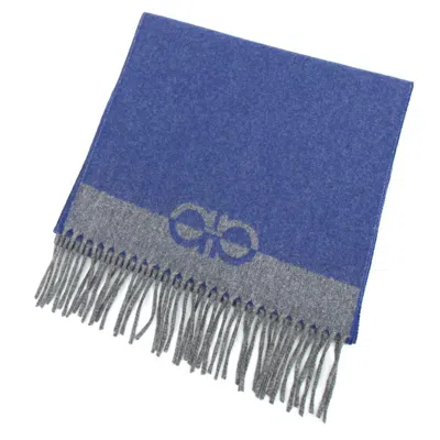 Pre-owned Ferragamo Blue Wool Cashmere Stole () In Multi