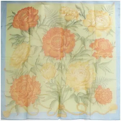 Pre-owned Ferragamo Blue Yellow Silk Scarf () In Multi
