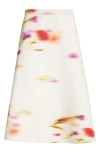 Ferragamo Blurred Print A-line Skirt In Mascarpone/red/cheris